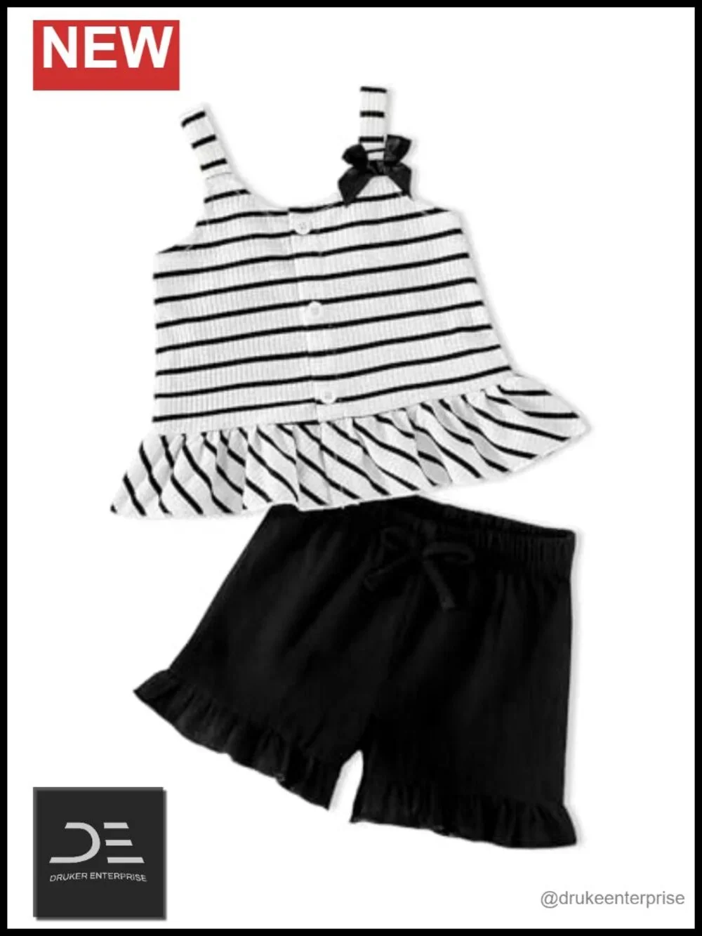 Toddler Girl Summer Outfit Set Cotton Blend Ruffle Tank Top Shorts 2 Piece